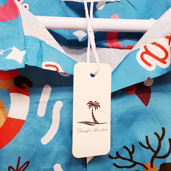 Cool Santa Blue Button-Up Men's Shirt  Size 3XL By Dress For Adventure - Picture 7 of 7